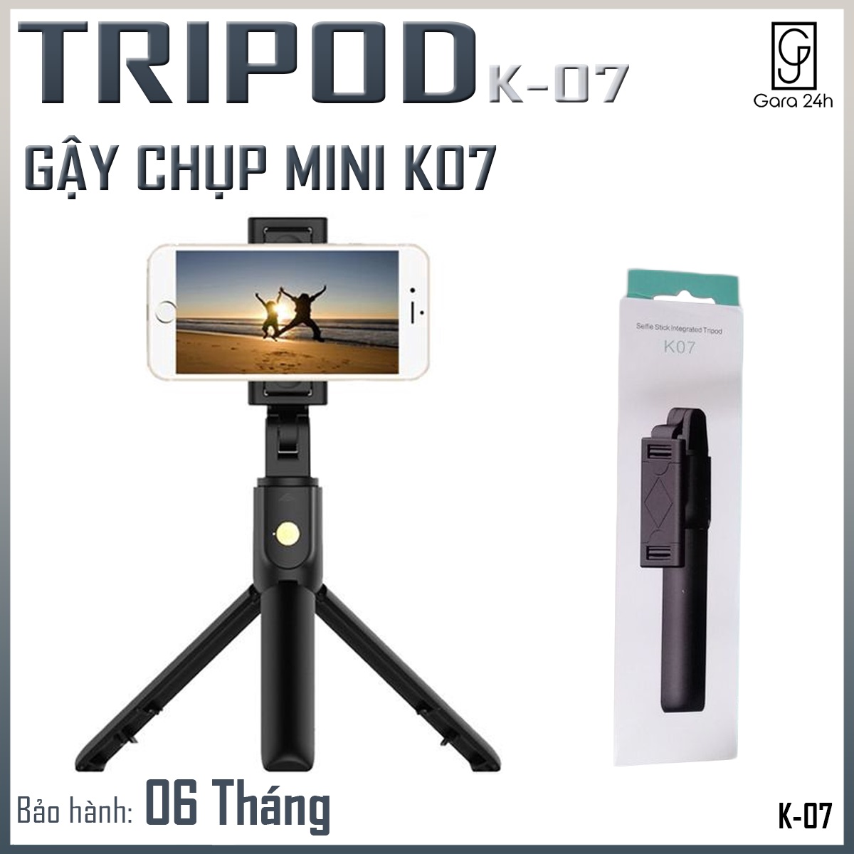 Gậy chụp hình Tripod 3 chân mini K07 - Gậy chụp ảnh Bluetooth mini có kèm nút bluetooth K07
