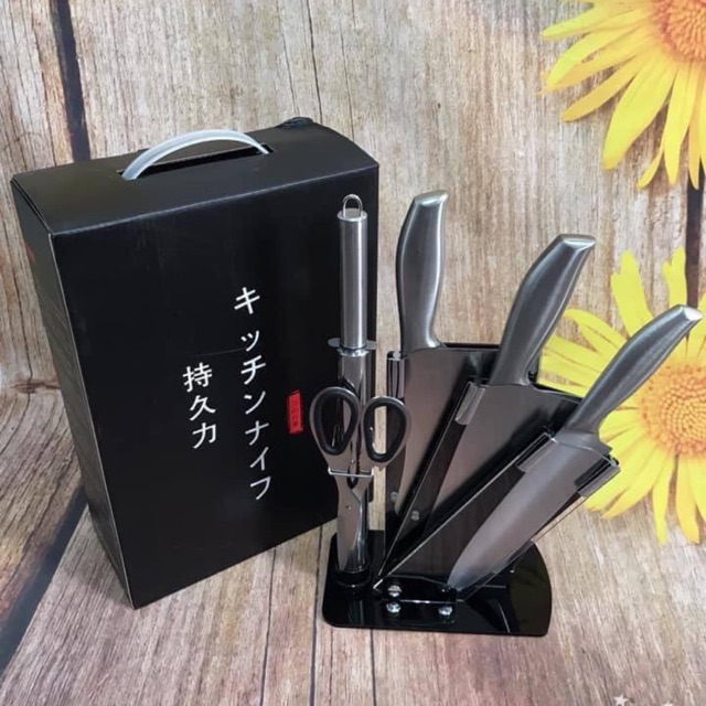 Bộ dao 6 món nhật bản, dao làm bếp nhật bản 6 món , siêu sắc bén, hàng cao cấp loại 1 có in chữ chìm , bảo hành 12 tháng