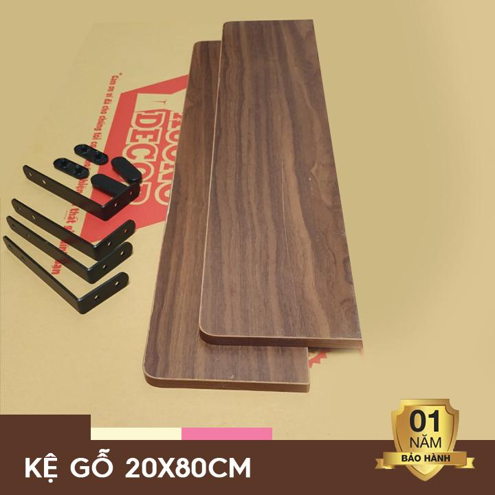 2 bộ Kệ gỗ, giá sách 20x80cm dầy 18mm Màu Hông/ Nâu/ Trắng