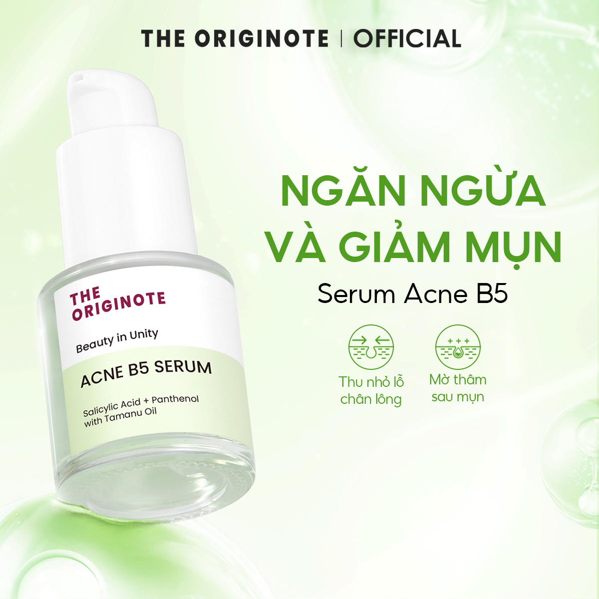  Serum giảm mụn dịu da The Originote Tinh chất dưỡng ẩm cải thiện kết cấu da dung với 2.5% Salicylic Acid 20ml 