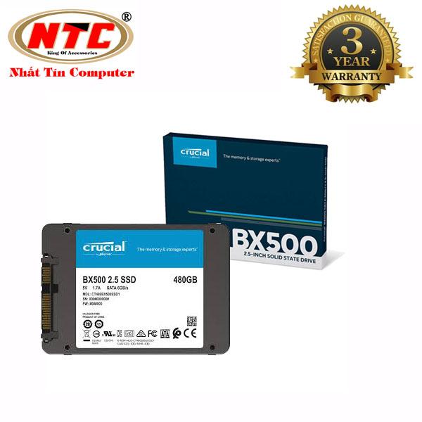 Ổ cứng SSD gắn trong Crucial BX500 3D NAND SATA III 2.5 inch 480GB R540MB