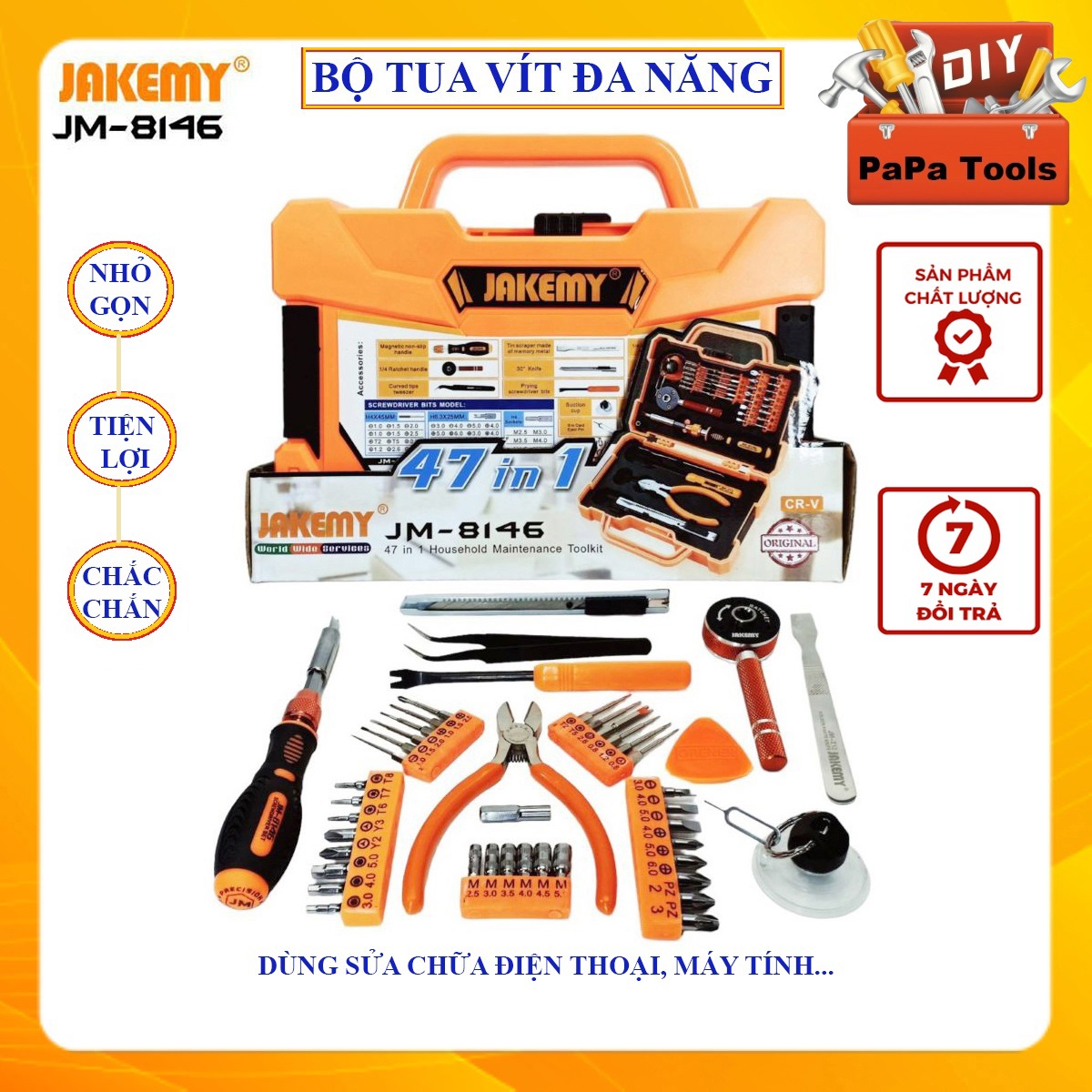 Bộ tua vít đa năng jakemy 47 trong 1 dùng sửa điện thoại, mở laptop, mắt kính, đồng hồ -tô vít đa năng tiện dụng