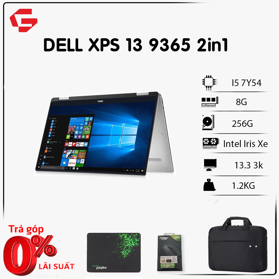 [New 100%] Dell XPS 13 9365 2 In 1 (Core i5-7Y54, 8GB, 256GB, 13,3 QHD+ 3K 3200 X 1800 touch) Laptop mỏng nhẹ