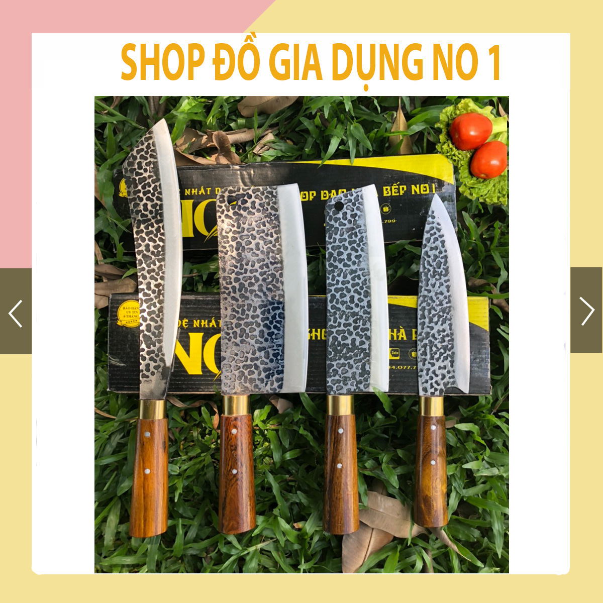 Dao bếp bộ 4 dao nhà bếp cao cấp là từ Thép Nhíp nguyên bản chống cong vênh