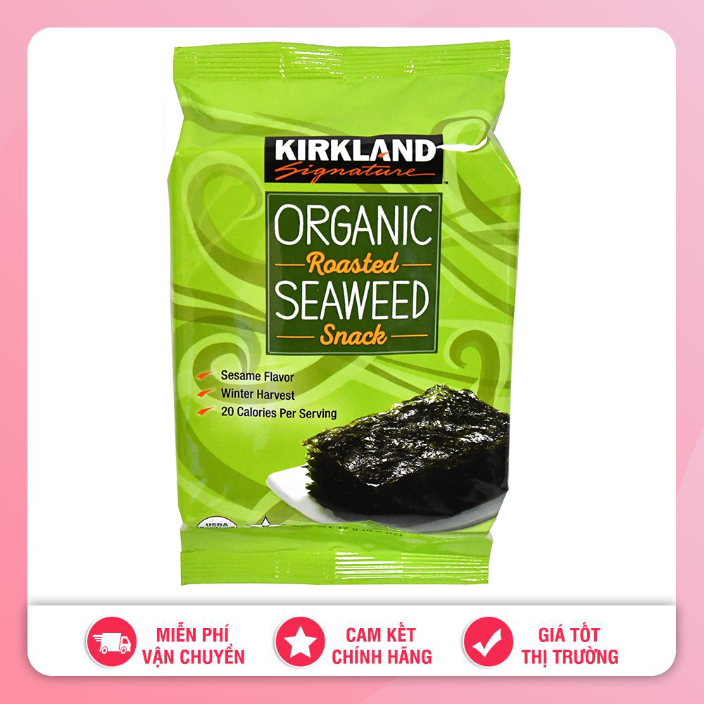 Rong biển sấy khô ăn liền kirkland organic seaweed 17g mỹ - date 2.2023