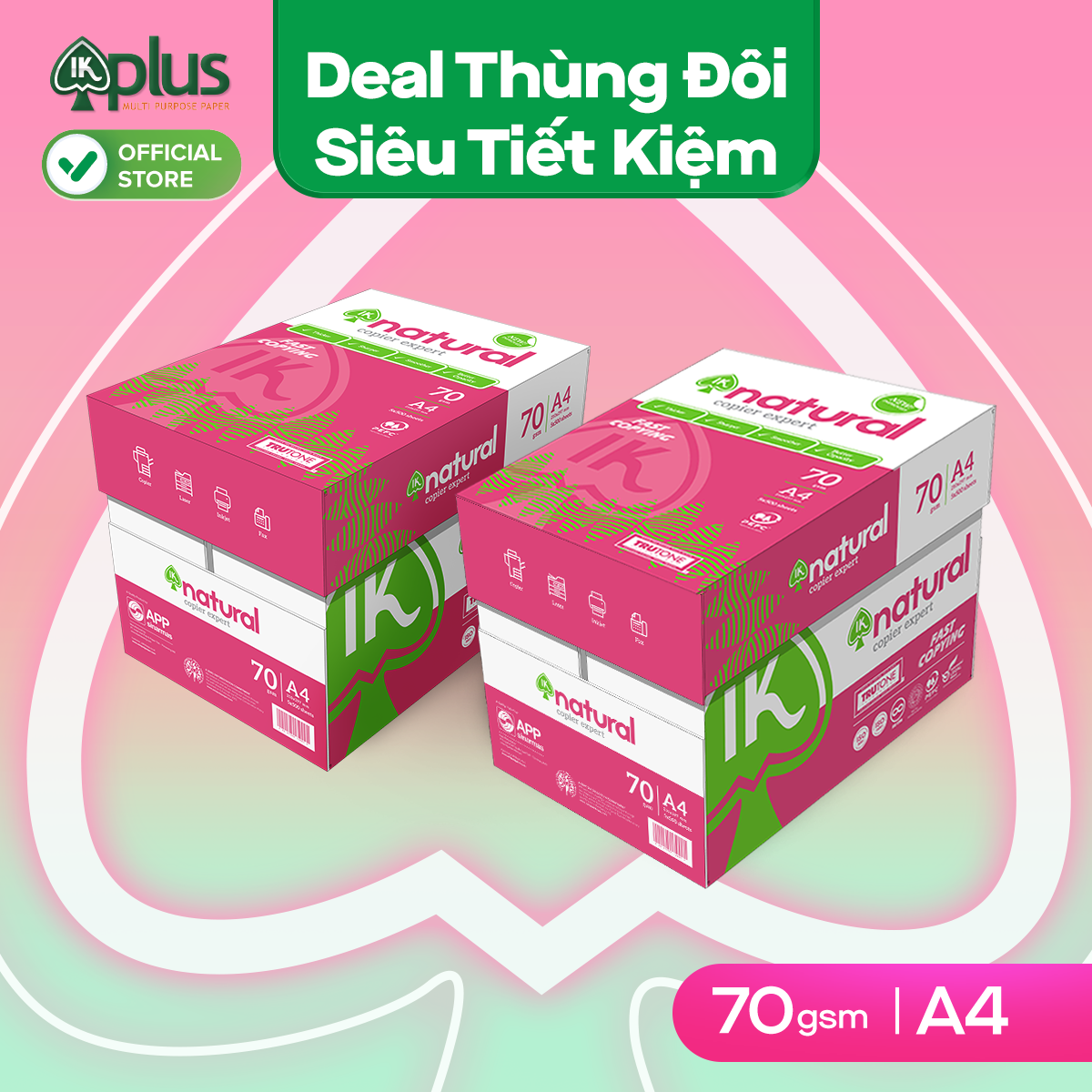 Combo 2 thùng giấy a4 ik natural 70gsm