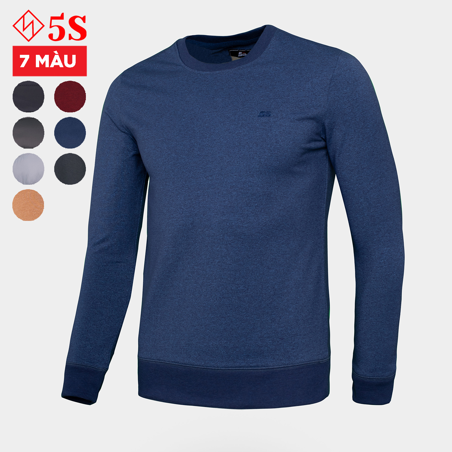 Áo Nỉ Nam Thể Thao Nam 5S (7 màu), Chất Nỉ Cotton Co Giãn Thoải Mái, Thấm Hút, Giữ Ấm Tốt