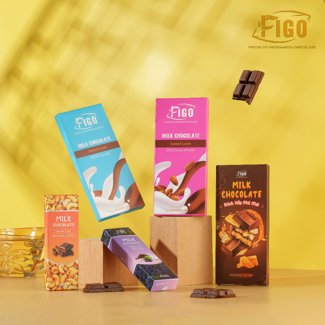 [Giao hoả tốc HCM] Combo 3 hộp socola sữa 50g mix vị + 2 hộp socola sữa 20g mix vị Figo, đồ ăn vặt nội địa ngon