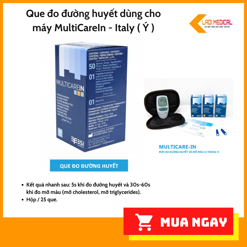Que thử mỡ máu CHOLESTEROL, TRILYCERIDS và đường huyết dùng cho máy MultiCare In