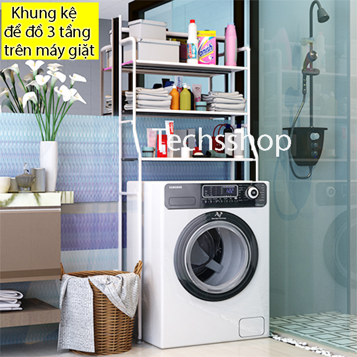 Kệ máy giặt 3 tầng đa năng tiết kiệm không gian - Kệ để trên bồn cầu nhà vệ sinh - Kệ để đồ dùng nhà tắm - Giá để dầu gội - Sữa tắm - Bột giặt - Sữa rửa mặt