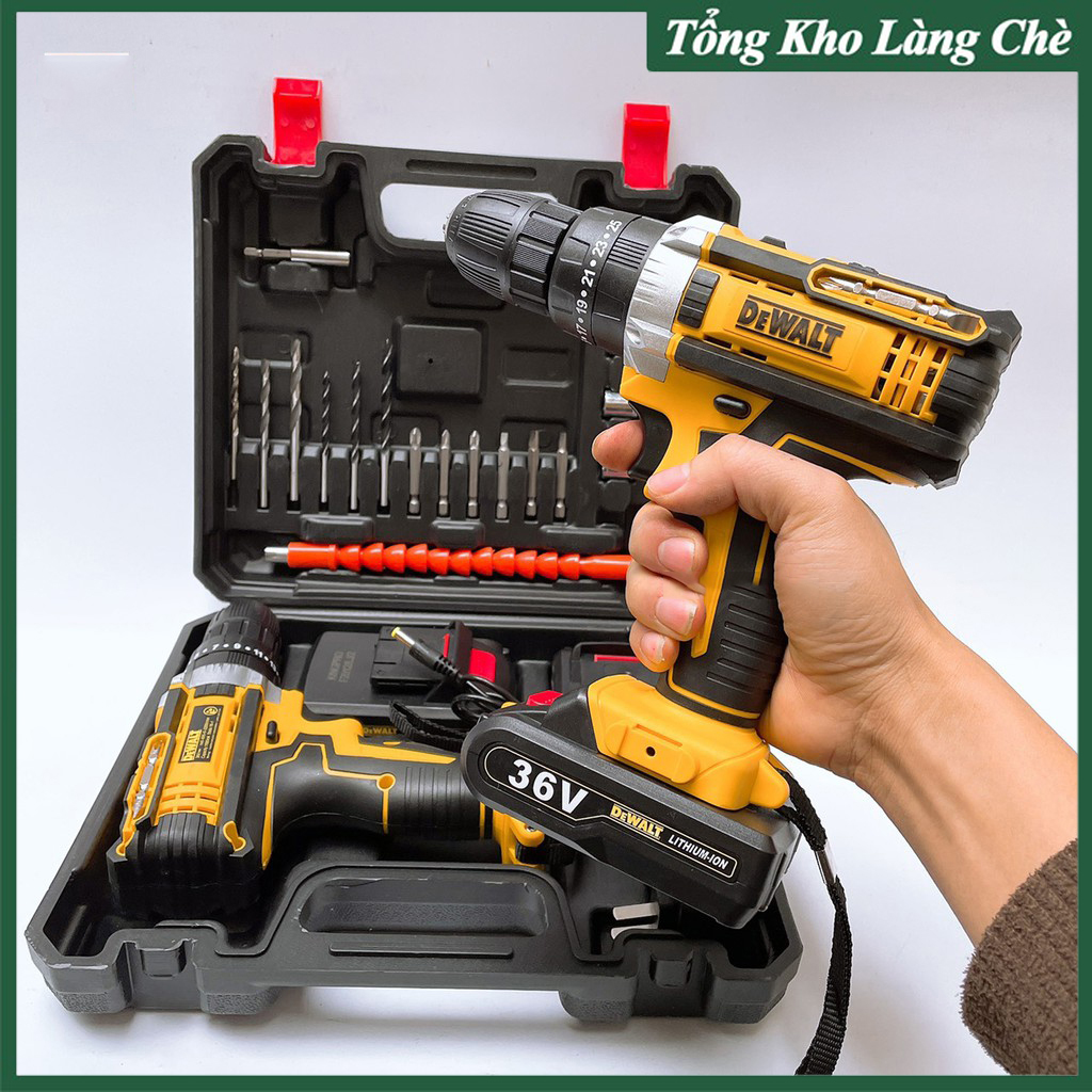 Máy khoan pin cầm tay dewalt 36v 2 pin chuẩn 5 cell - lõi đồng 100%