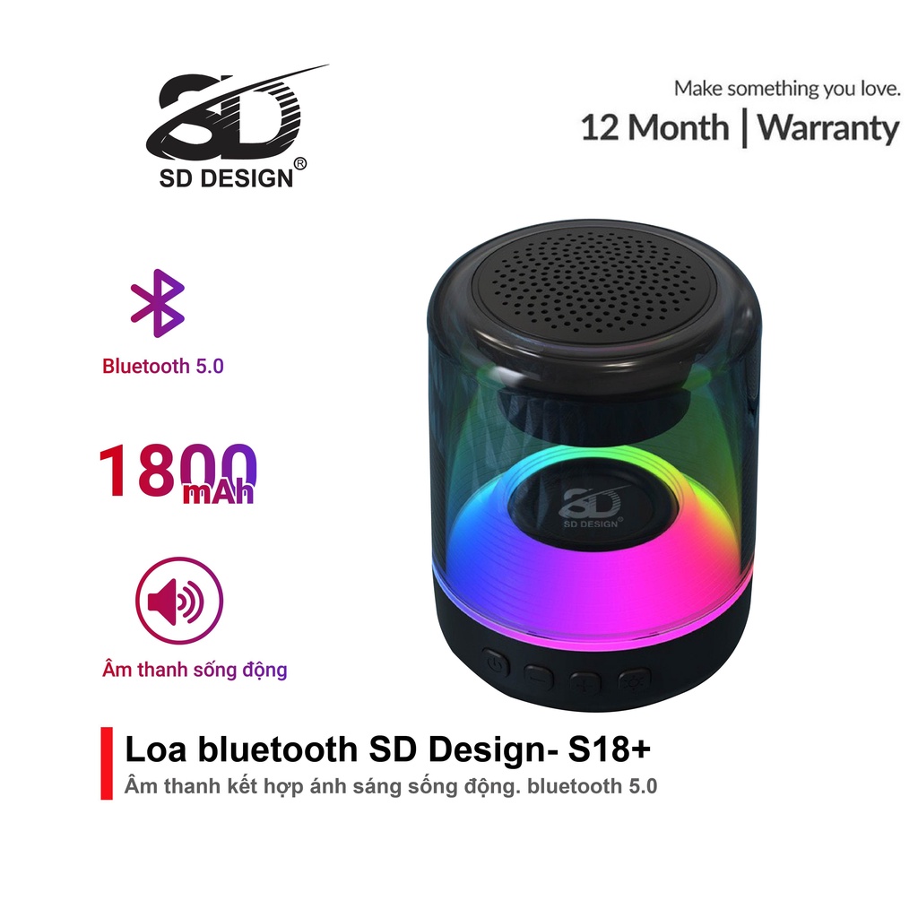 Loa Bluetooth Mini S18 Plus Chính Hãng SD DESIGN Đa Năng Thiết Kế Nhỏ Gọn, Loa Cầm Tay Không Dây Nghe Nhạc Cực Hay, Bass Cực Đỉnh, loa Hỗ Trợ Kết Nối Thẻ Nhớ , Cổng Usb, Bảo Hành 12 Tháng