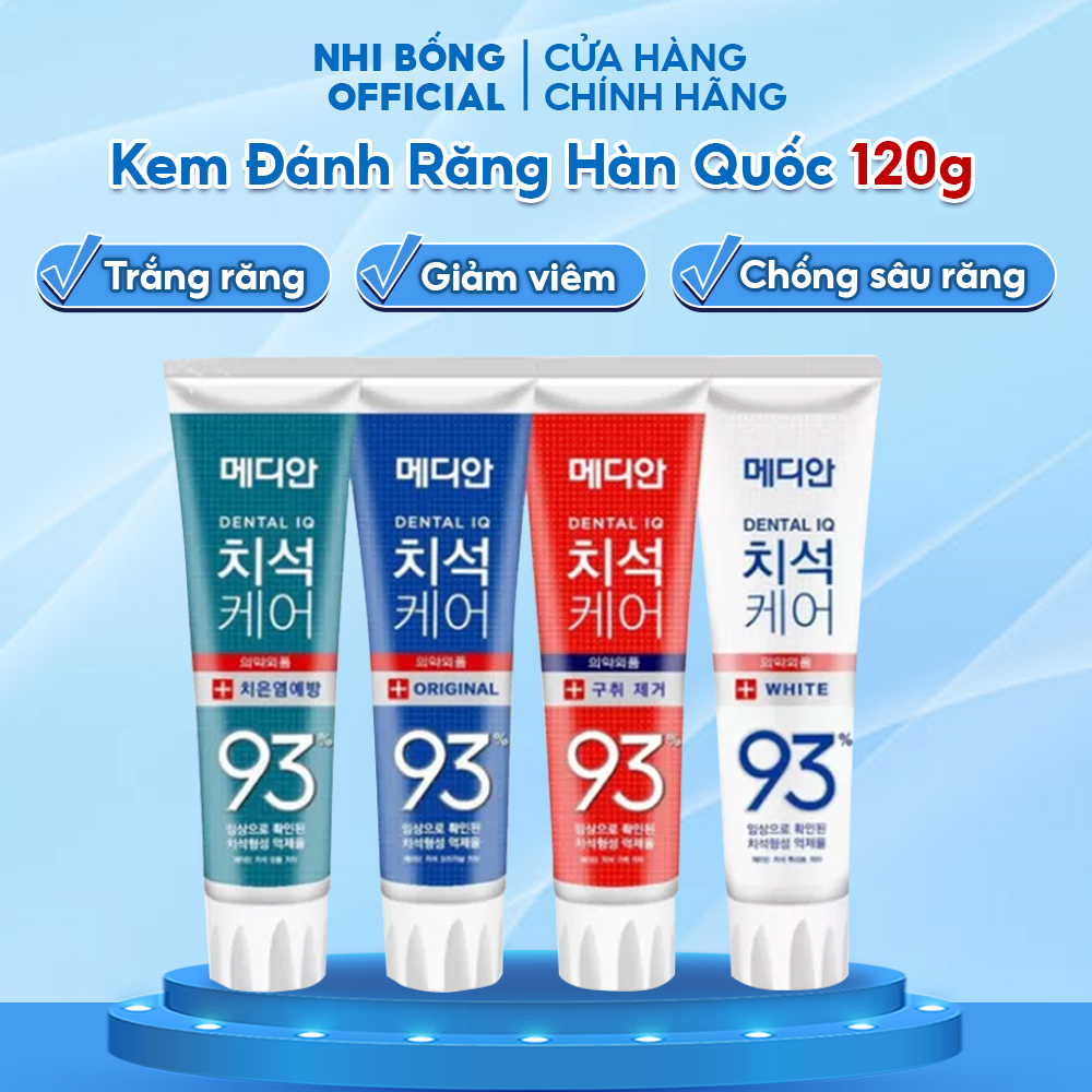 Kem Đánh Rắng Median Dental IQ 93% Hàn Quốc giúp trắng răng sạch khuẩn 120ml giúp sạch khuẩn giảm sâu trắng răng