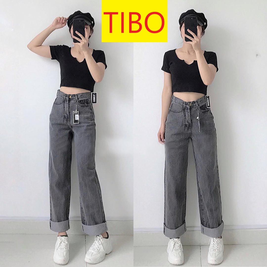 [ FREESHIP ] QUẦN JEAN ỐNG RỘNG NỮ MÀU XÁM LƯNG CAO PHỐI 2 ĐAI CAO CẤP TIBO SIÊU XỊN SÒ, SIÊU CÁ TÍNH