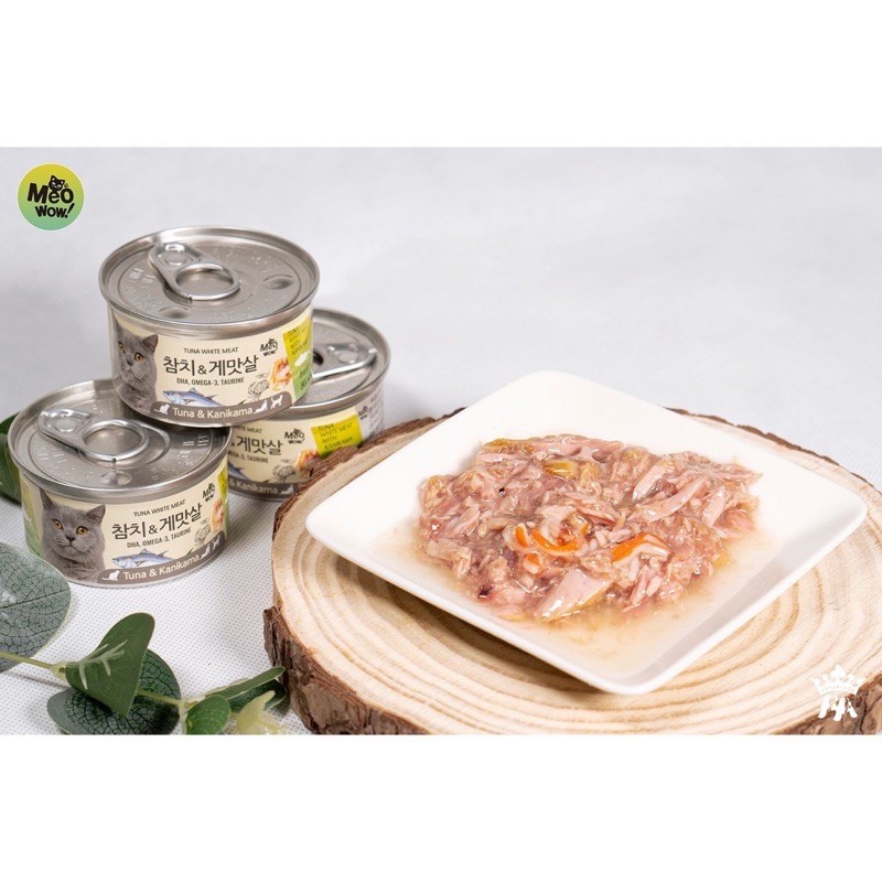 Pate meowow cá ngừ trắng nguyên miếng - lon 80g dành cho mèo