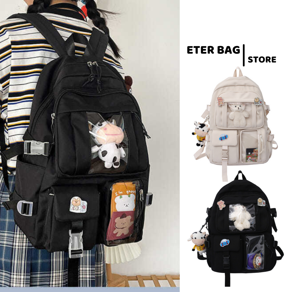 Balo Ulzzang Hàn Quốc balo đi học đi chơi cặp sách nam nữ thời trang chống nước ETER BAG BL04