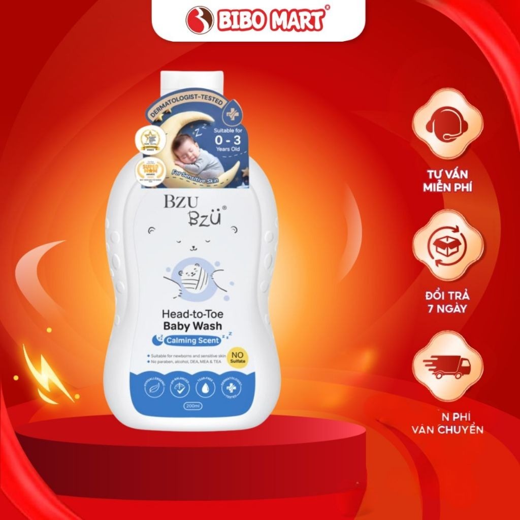 [QT] Sữa tắm gội BZU BZU 200ml Cho Bé Từ Sơ Sinh Giúp Da Bé Luôn Mềm Mại Âm Mượt Tự Nhiên