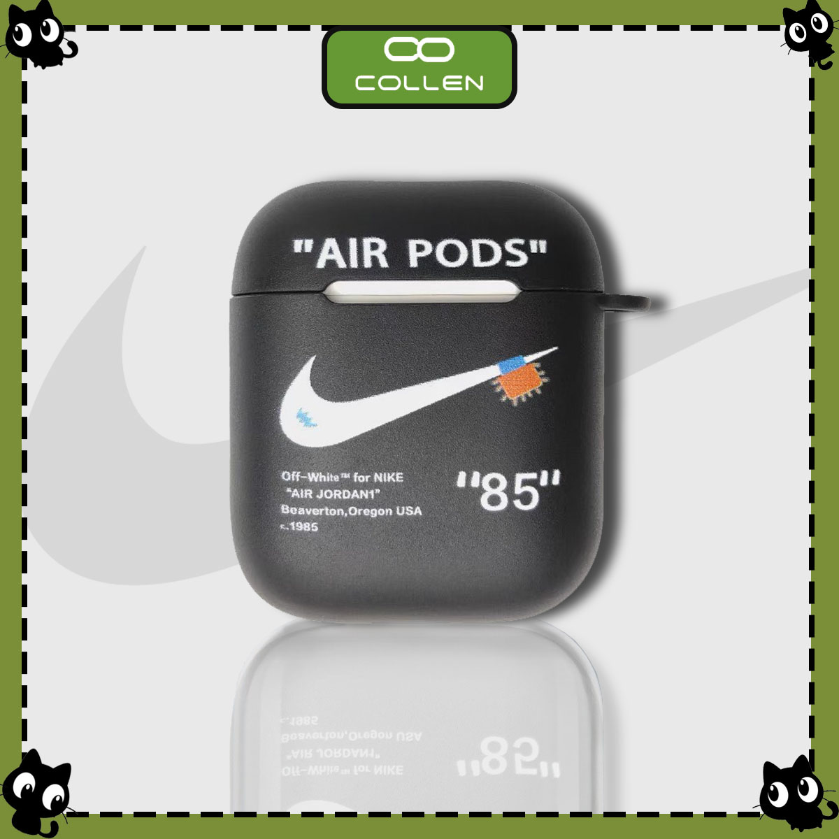 Vỏ Airpods Nike 85'' Nhựa cứng màu đen Cao Cấp - Vỏ Bọc Bảo Vệ Tai Nghe Đẹp