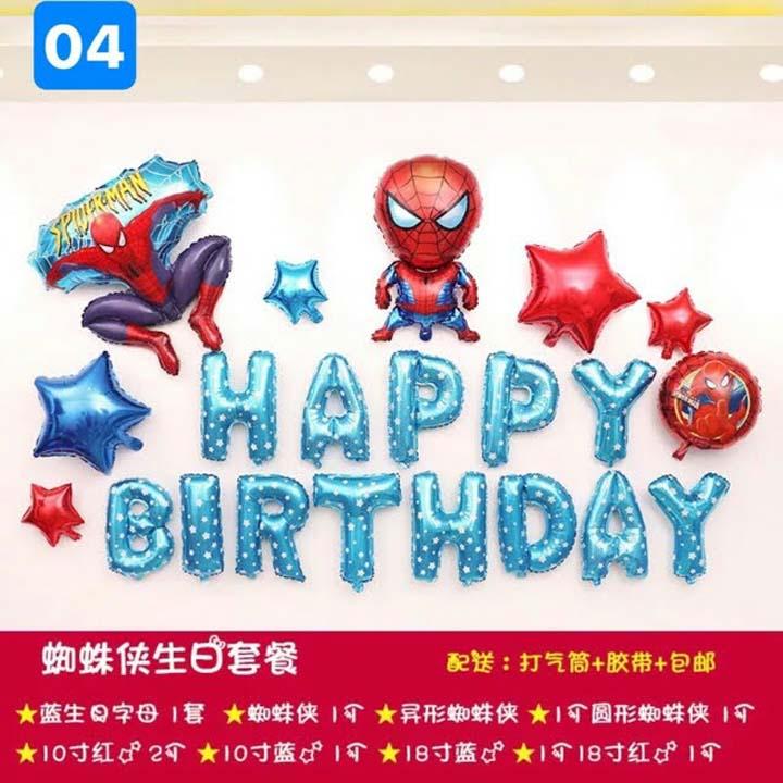 Set người nhện captain american siêu nhân người nhện sinh nhật cho bé trai - happy birthday decoration spiderman