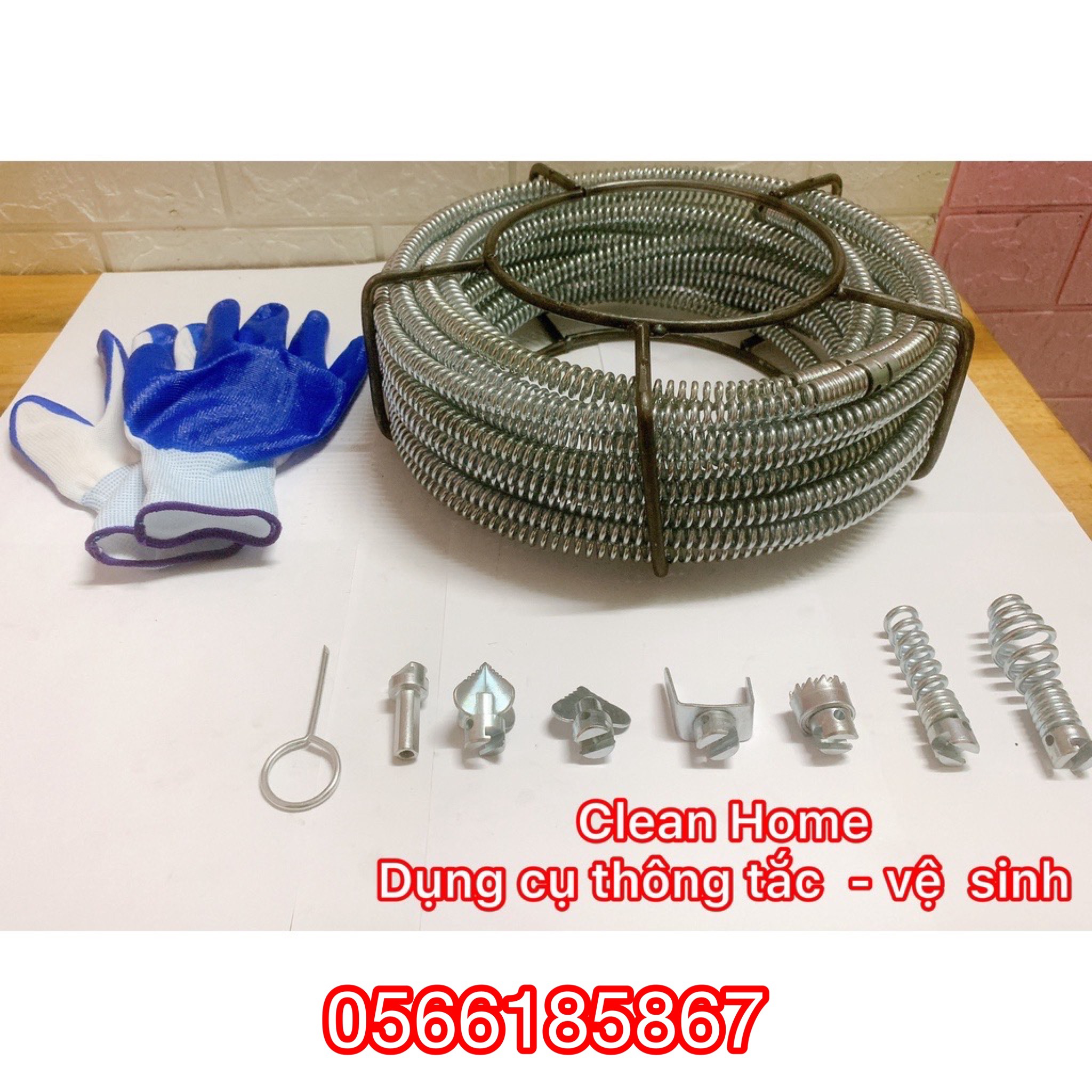 Bộ dây thông tắc cống lò xo phi 12 cao cấp sử dụng máy khoan