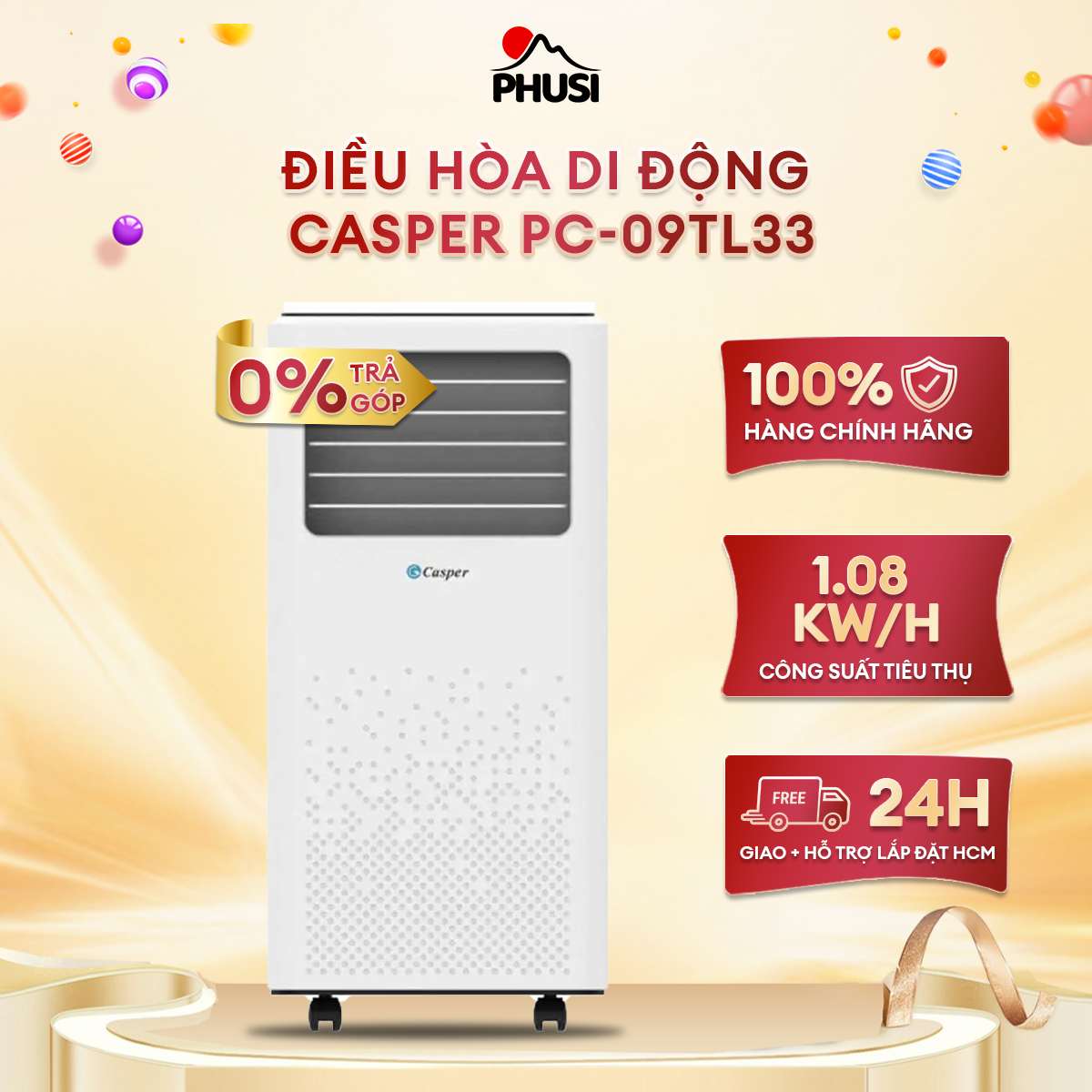 Máy lạnh/ điều hòa di động 1.0hp casper pc-09tl33 - hàng chính hãng