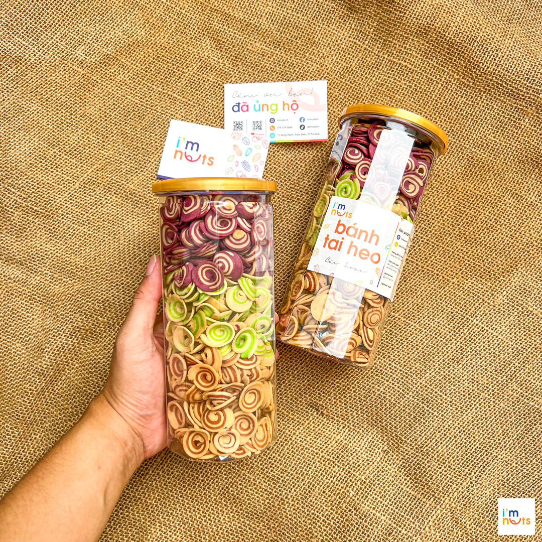 Bánh tai heo nhí tuổi thơ mix 3 vị Cacao, Matcha và Khoai môn - Ăn vặt ImNuts
