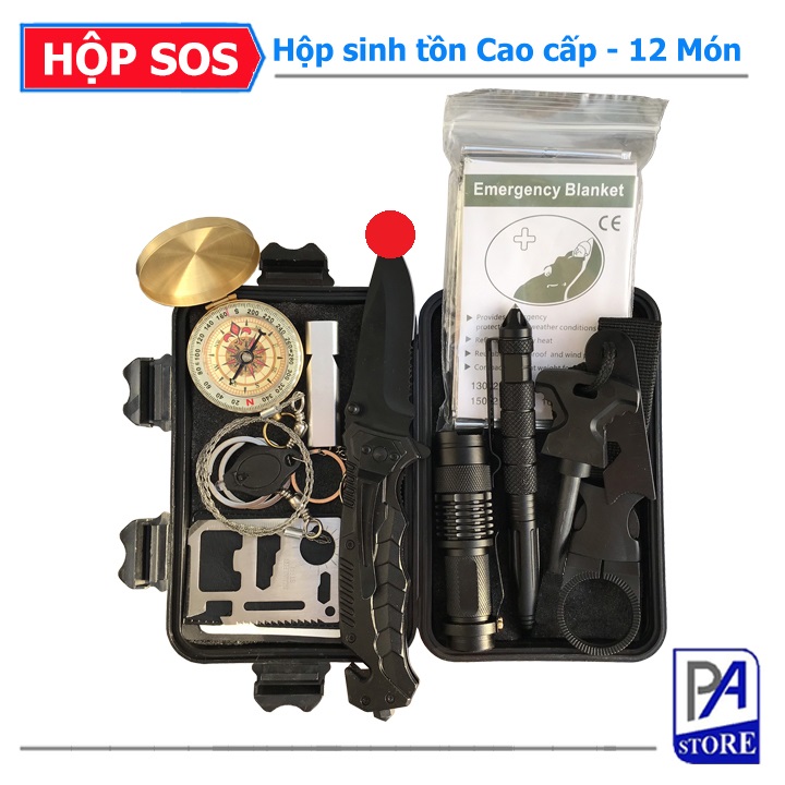 Hộp sinh tồn sos cao cấp – 12 món phụ kiện phượt thủ chuyên nghiệp tiện lợi phong cách
