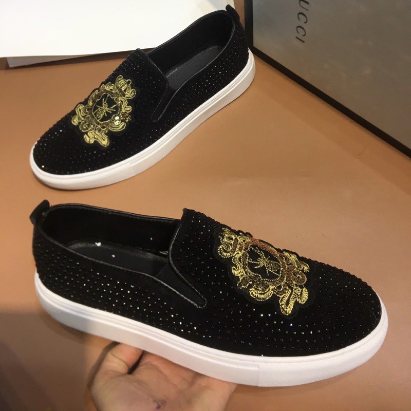 Giày moca nam đính đá thêu nhện vàng (VIDEO)