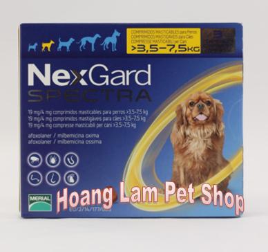 1 hộp 3 viên Nexgard Spectra 3.5 kg đến 7.5kg