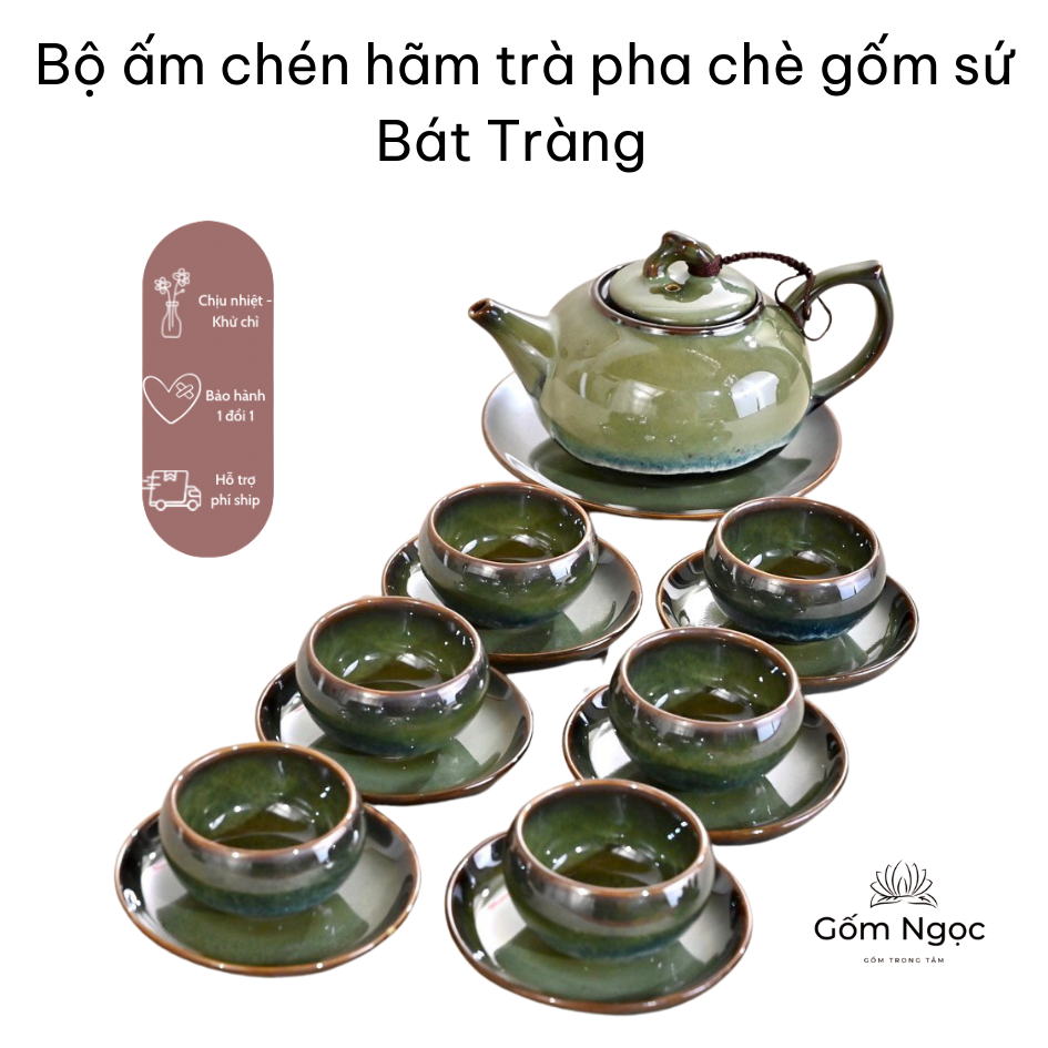 Ấm chén hãm trà pha chè dung tích 350ml, 600ml gốm sứ Bát Tràng