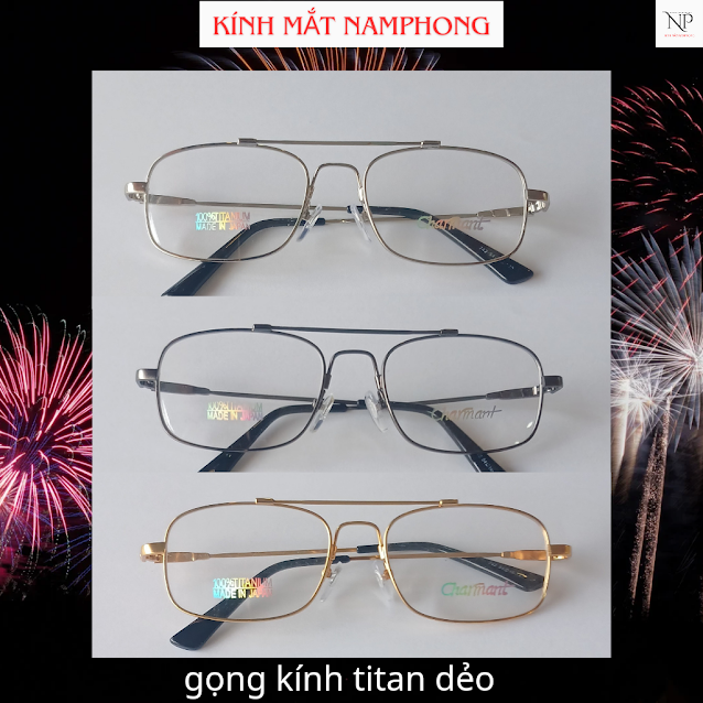 Gọng kính dẻotitanium 2 cầu