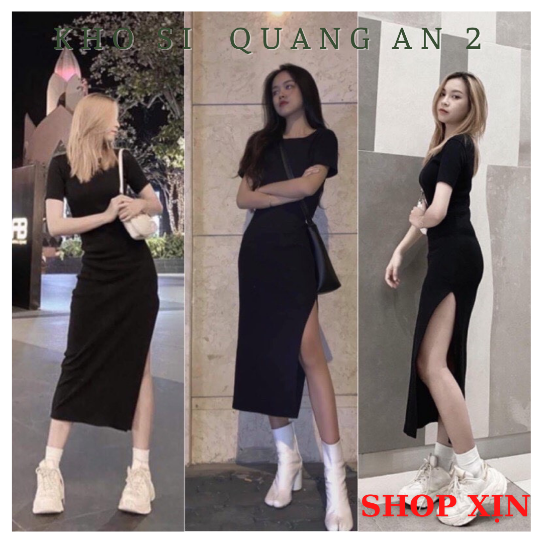 Váy đầm cotton dáng xoè, chất thun cotton.dài quá gối | Shopee Việt Nam