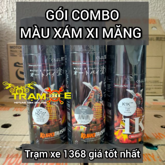 Combo sơn xịt samurai màu xám xi măng 104