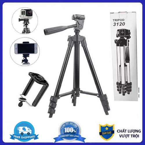 [ Mẫu mới nhất 2020] Chân máy ảnh, Gậy chụp hình Tripod 3120 Tặng kèm Gá kẹp điện thoại