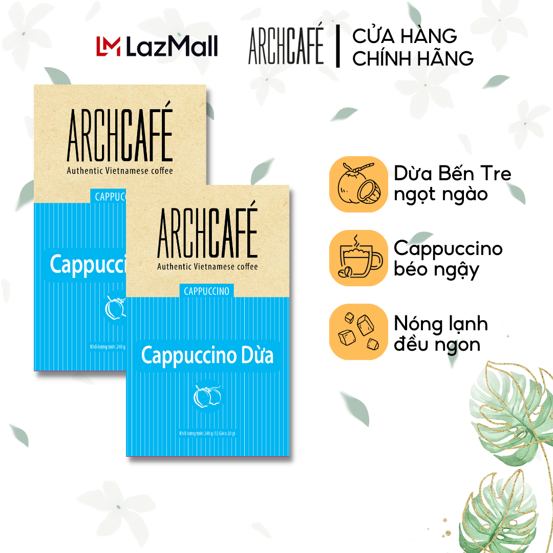 Combo 2 hộp Cappuccino Dừa - Cà phê hòa tan Archcafe