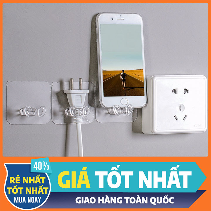 Móc Dán Tường Kẹp Giữ Phích Cắm Điện - Móc Treo Đồ Đa Năng Trong Suốt - Móc dán tường giữ dây điện, phích cắm, kẹp dây điện