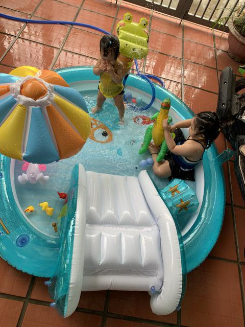 Bể bơi phao cầu trượt cá sấu chúa intex 57165 - Hồ bơi cho bé mini, Bể bơi phao trẻ em, bể bơi cho bé, bể bơi ngoài trời Tặng Bơm điện