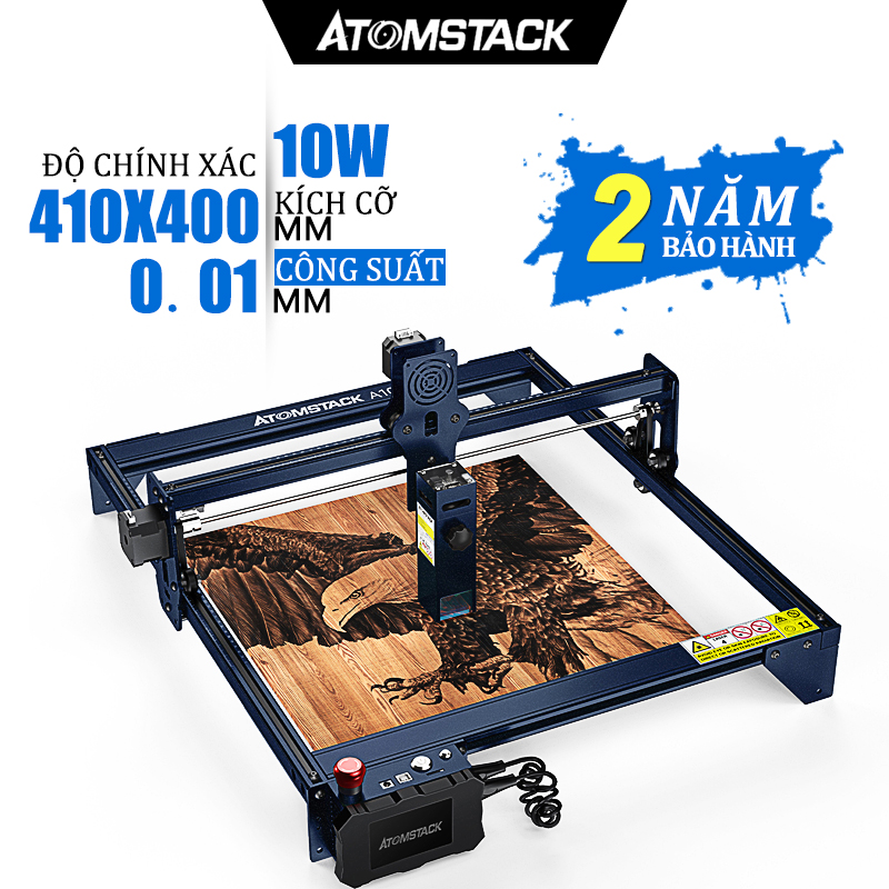 Máy khắc và cắt laser atomstack a10 pro 50w, có thể hoạt động ngoại tuyến, cho gỗ và acrylic