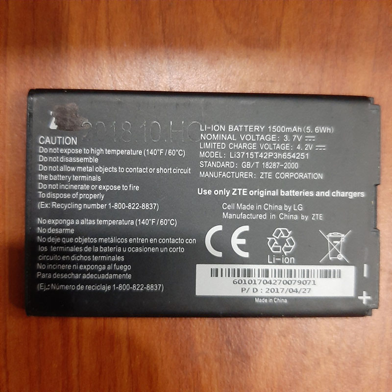 PIN DÀNH CHO BỘ PHÁT WIFI ZTE MF60, MF61, MF62, MF65