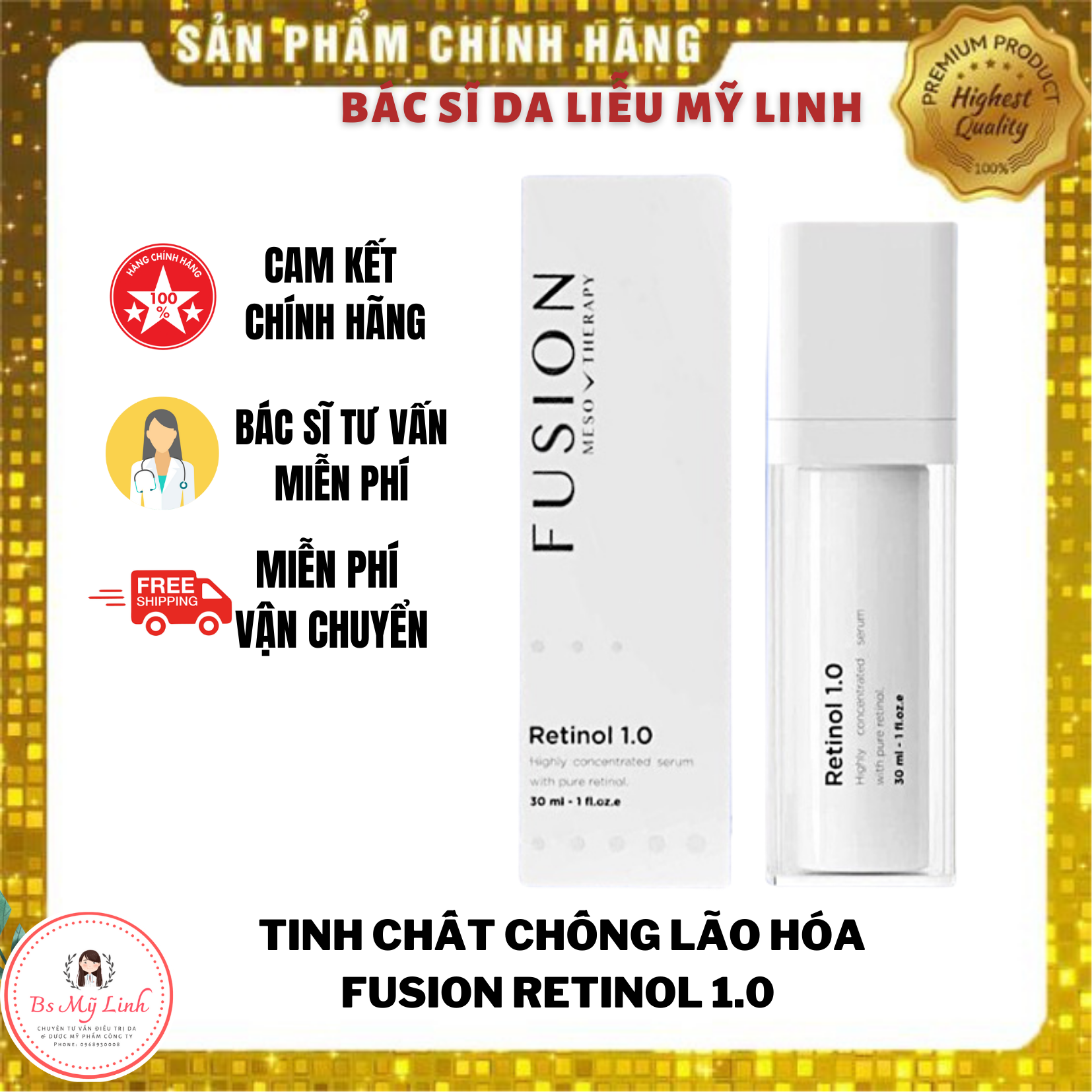 Fusion retinol 1.0 kem dưỡng giảm mụn, chống lão hóa 30ml