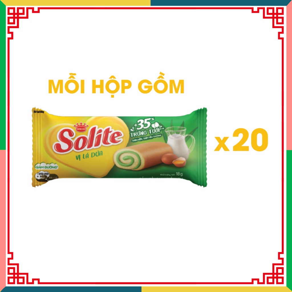 Combo 2 khay Solite bánh dưỡng chất bông lanộn, giảm đường, vị lá dứa 2x360g