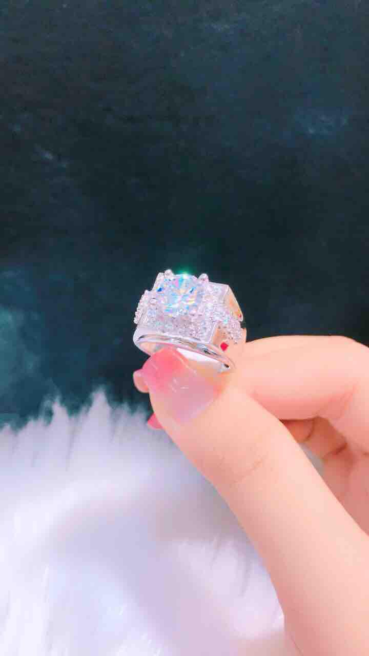 Nhẫn nam cao cấp mạ bạch kim mạ vàng 18k đính kim cương nhân tạo cực sang