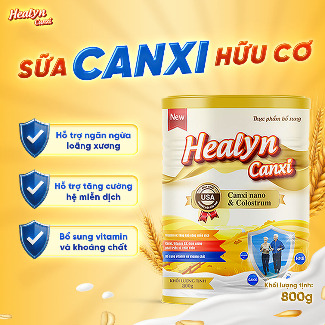 Sữa canxi cho người già healyn canxi công nghệ nano canxi giúp bổ sung canxi hữu cơ - tốt cho xương khớp