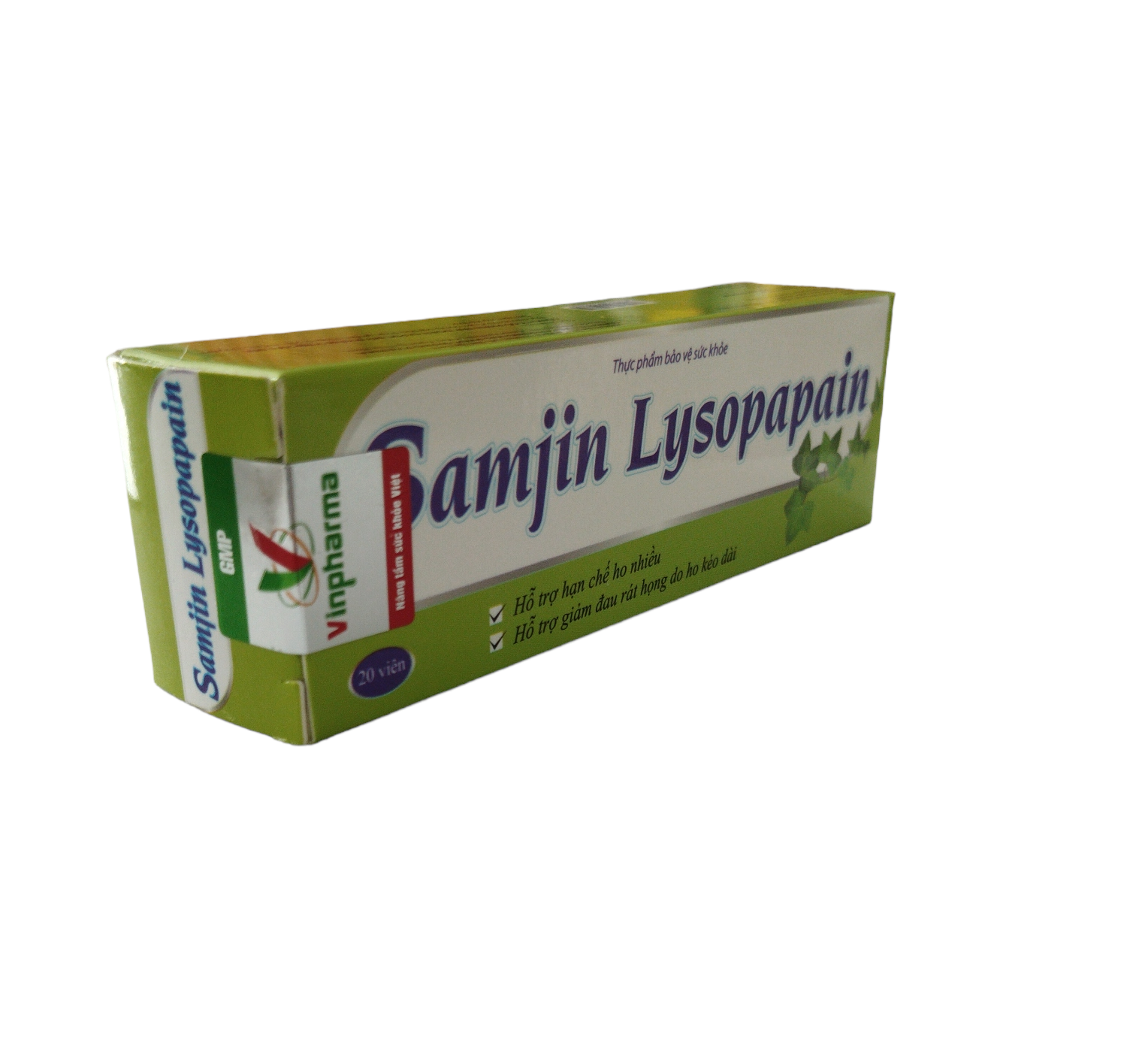 Viên ngậm giảm đau họng Samjin Lysopapain Tuýp 20 viên