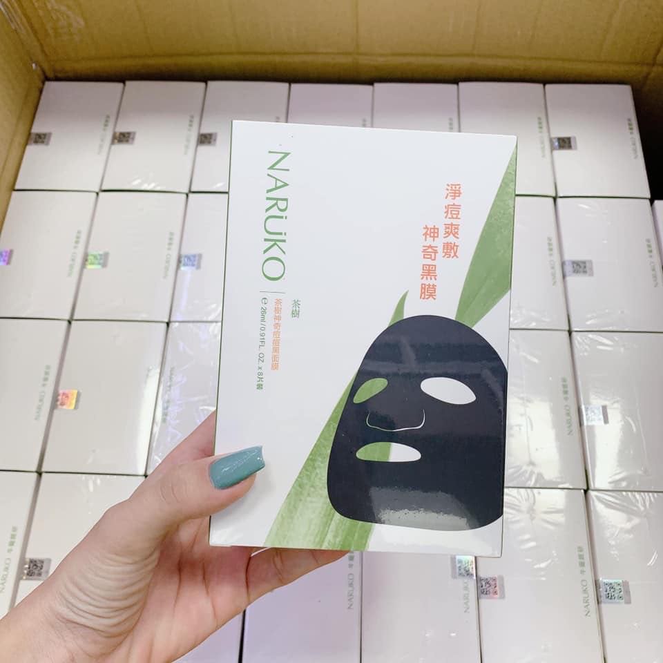 Bản Đài) Hộp 8 miếng mặt nạ kiểm soát dầu và mụn trà tràm Naruko Tea Tree 26ml/m