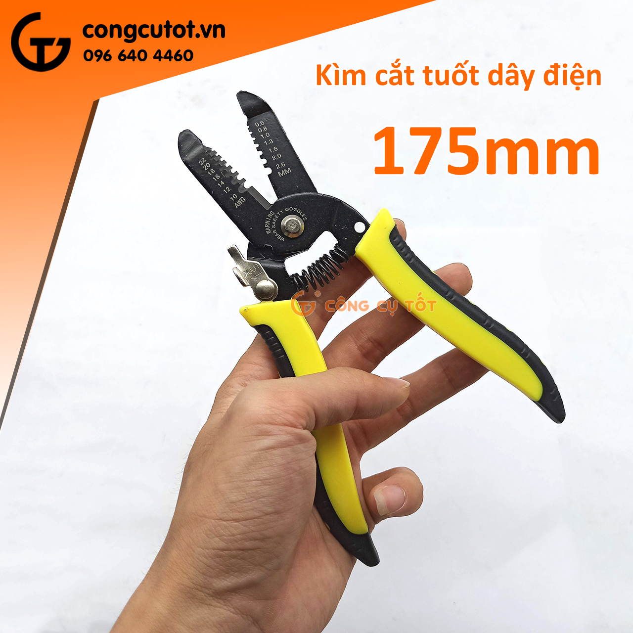 Kìm tuốt dây điện - Kìm cắt dây điện đa năng, tuốt dây 0.6-2.6mm có khóa an toàn