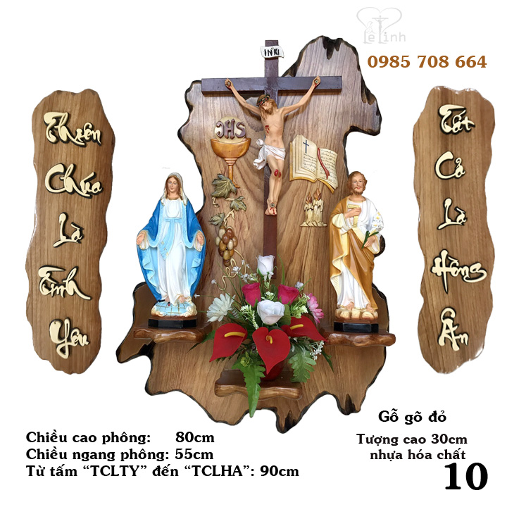 Bàn thờ Công giáo - mẫu phông lưng tượng màu 30cm