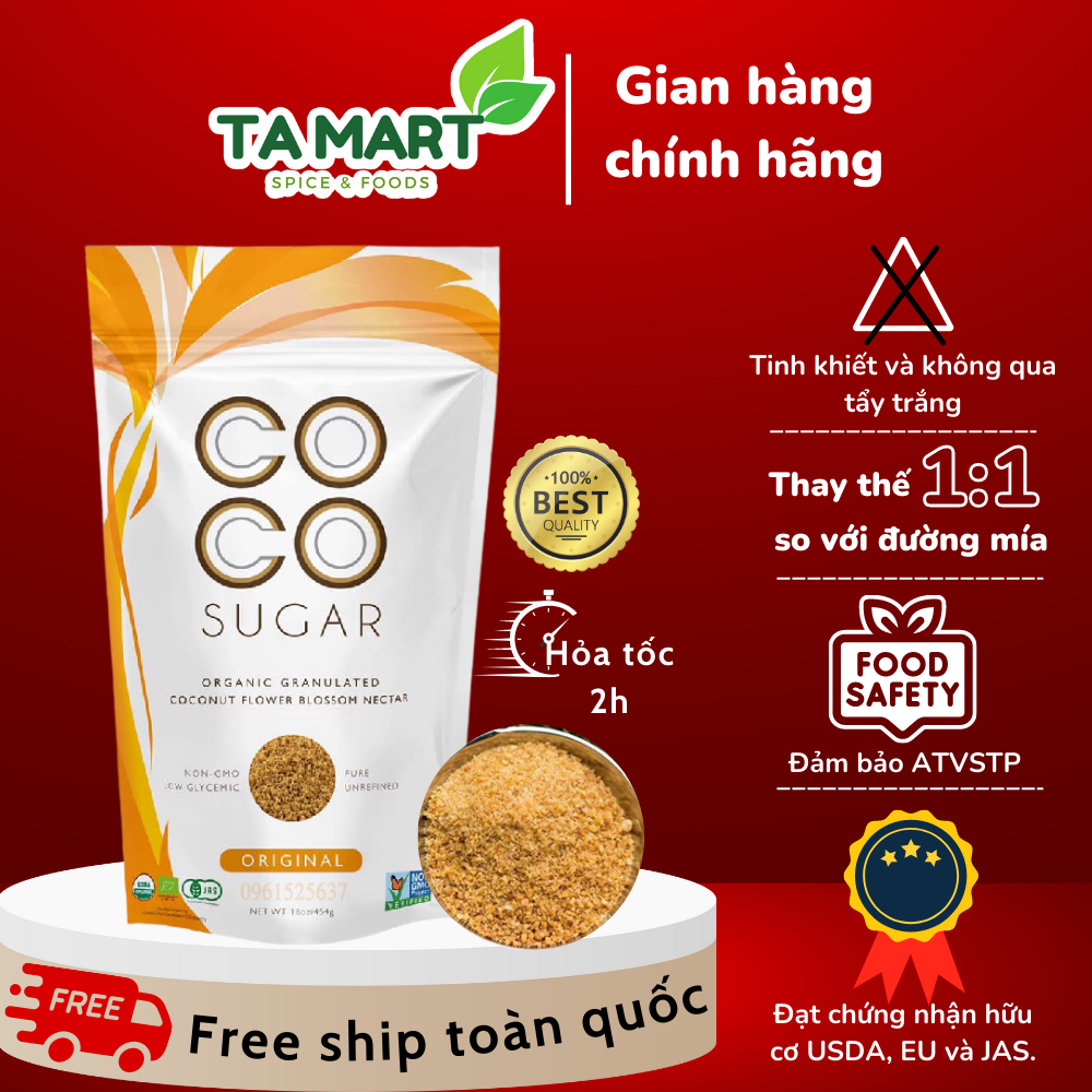 Đường Mật Hoa Dừa Hữu Cơ PT Coco Sugar túi 454g - NHẬP KHẨU INDONESIA - Tốt Cho Bệnh Nhân Tiểu Đường