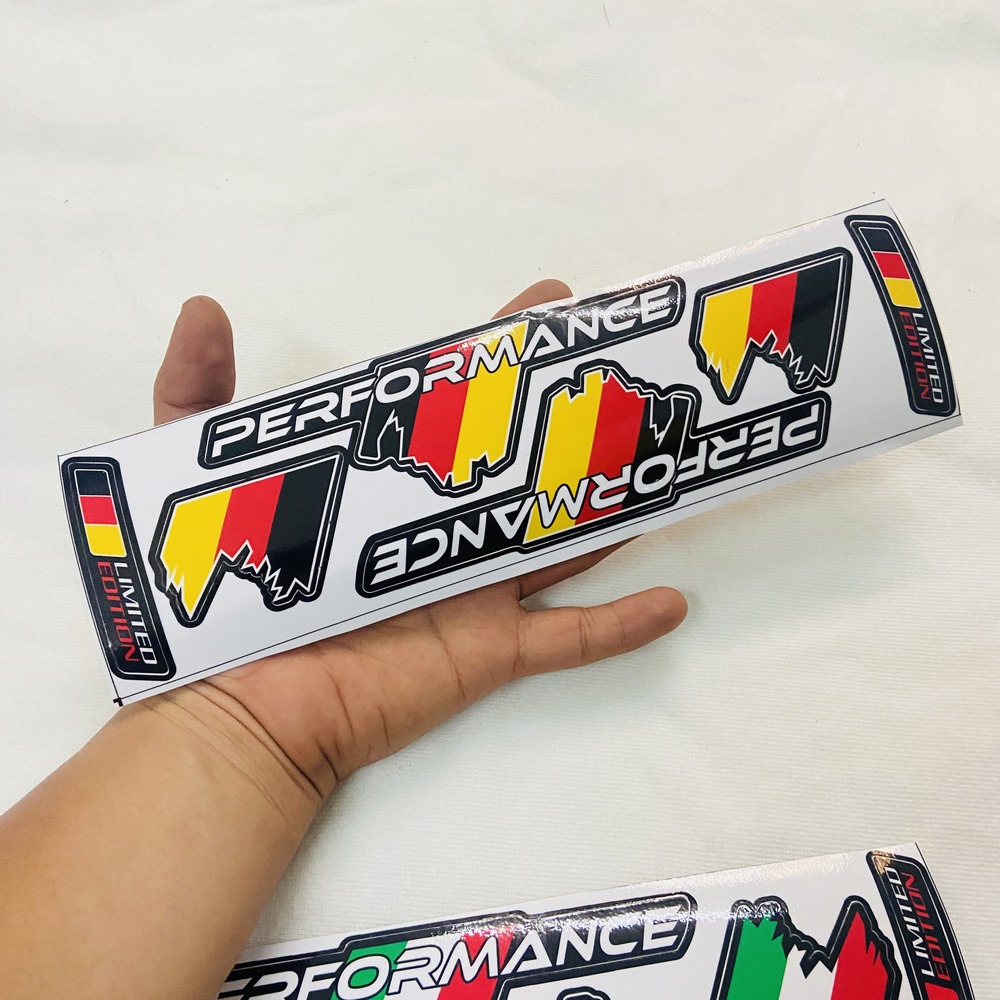 Tem chữ performante 3 sọc chữ trắng trang trí xe siêu chất- cờ đức