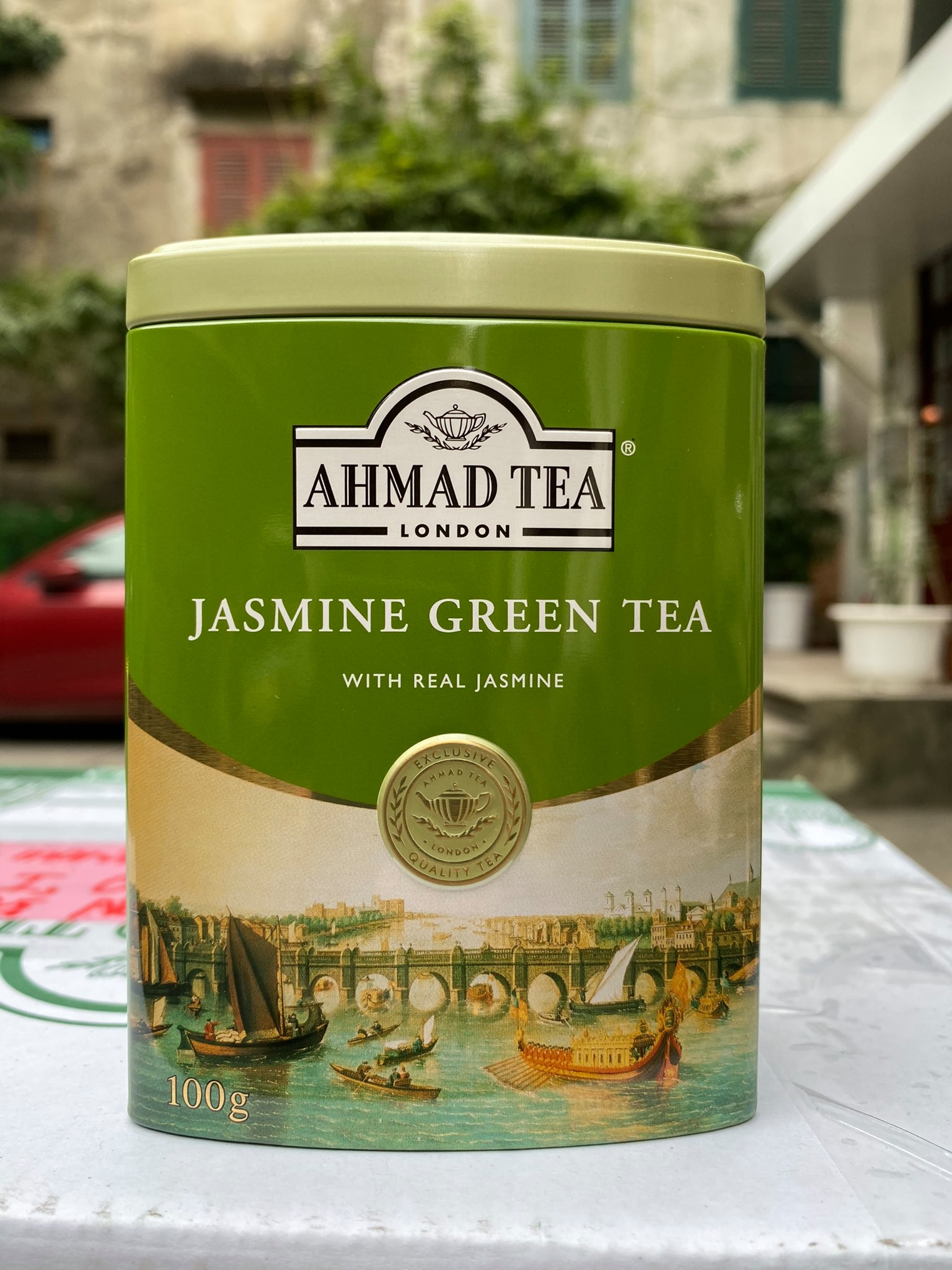 Trà "Nhài Anh Quốc" pha ấm 100g hộp thiếc - Ahmad Jasmine Green Tea 100g